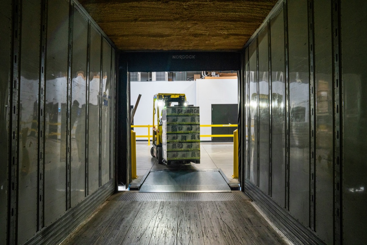 Inventory being loaded into a shipping trailer